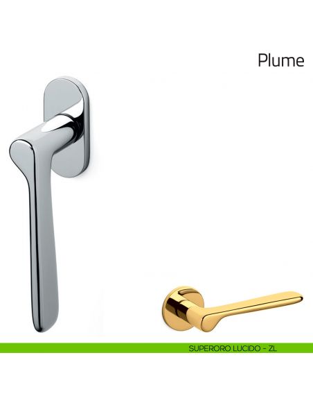 Maniglia per finestra martellina DK Plume Olivari superoro lucido