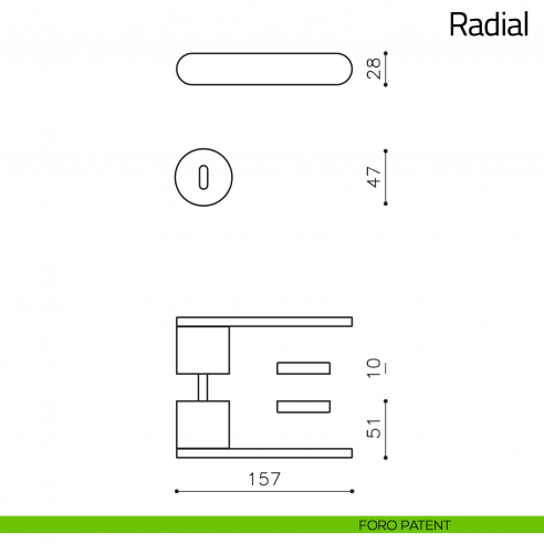 Maniglia per porta Radial Olivari foro patent