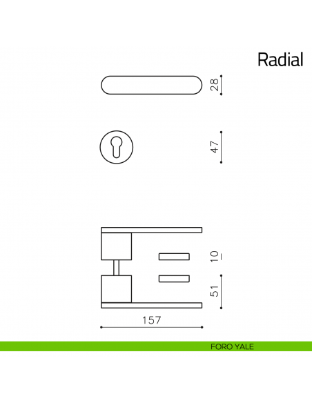 Maniglia per porta Radial Olivari foro yale