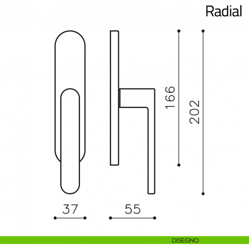 Maniglia per finestra cremonese Radial Olivari disegno