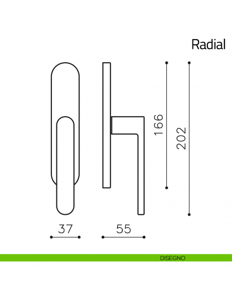 Maniglia per finestra cremonese Radial Olivari disegno
