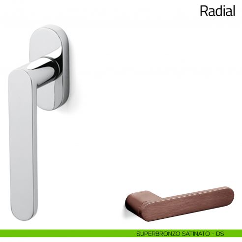 Maniglia per finestra martellina DK Radial Olivari superbronzo satinato