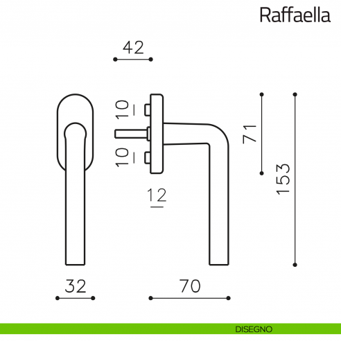 Maniglia per finestra martellina DK Raffaella Olivari disegno