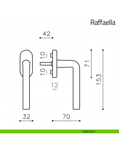 Maniglia per finestra martellina DK Raffaella Olivari disegno