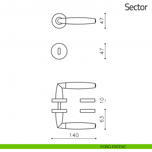 Maniglia per porta Sector Olivari foro patent