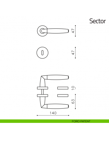 Maniglia per porta Sector Olivari foro patent