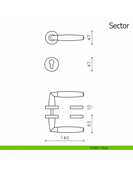 Maniglia per porta Sector Olivari foro yale
