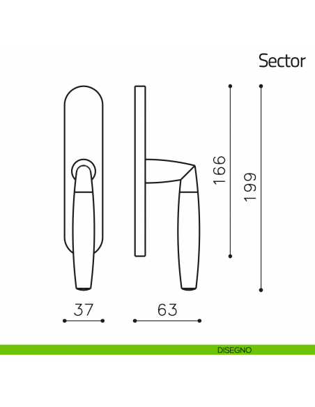 Maniglia per finestra cremonese Sector Olivari disegno