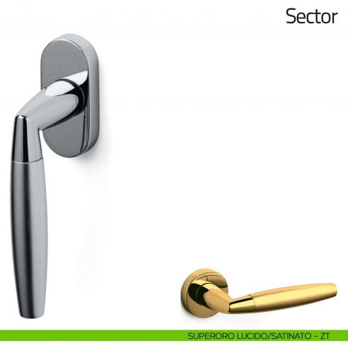 Maniglia per finestra martellina DK Sector Olivari superoro lucido/satinato