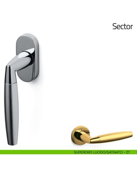Maniglia per finestra martellina DK Sector Olivari superoro lucido/satinato