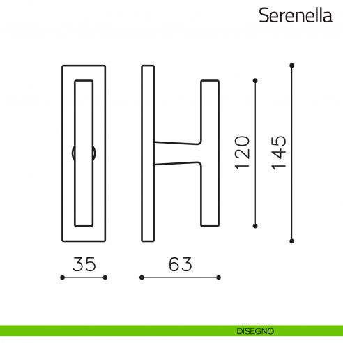 Maniglia per finestra cremonese Serenella Olivari disegno