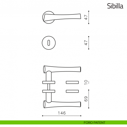 Maniglia per porta Sibilla Olivari foro patent