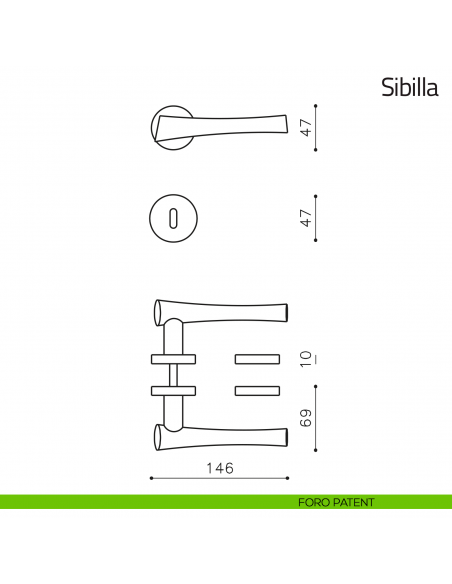 Maniglia per porta Sibilla Olivari foro patent