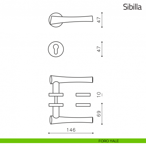 Maniglia per porta Sibilla Olivari foro yale