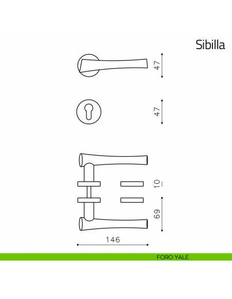 Maniglia per porta Sibilla Olivari foro yale