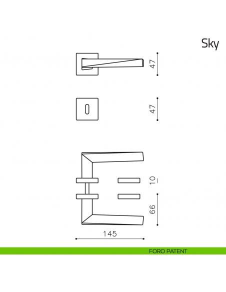 Maniglia per porta Sky Olivari foro patent