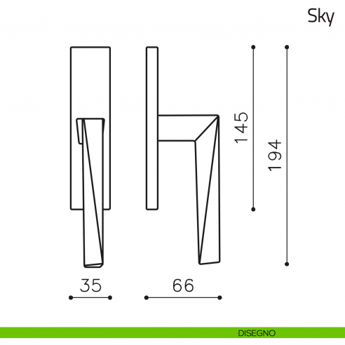 Maniglia per finestra cremonese Sky Olivari disegno
