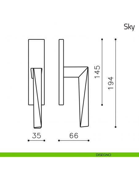 Maniglia per finestra cremonese Sky Olivari disegno