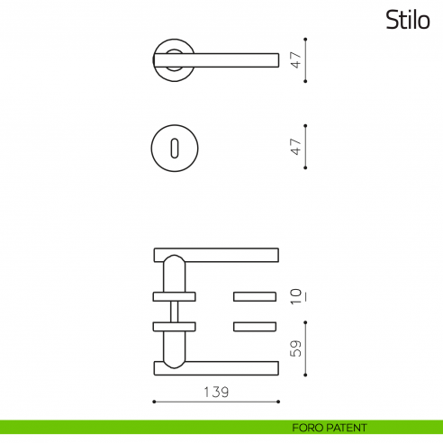 Maniglia per porta Stilo Olivari foro patent