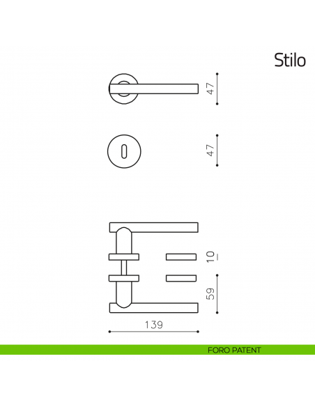 Maniglia per porta Stilo Olivari foro patent