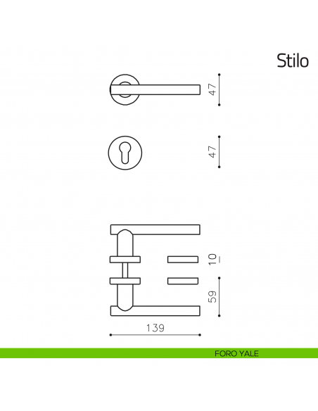 Maniglia per porta Stilo Olivari foro yale
