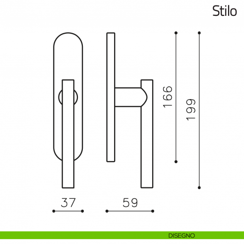 Maniglia per finestra cremonese Stilo Olivari disegno
