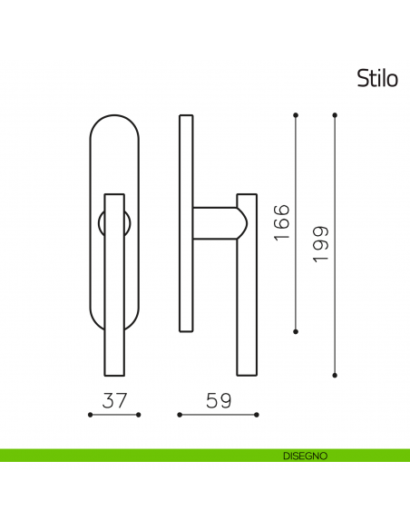 Maniglia per finestra cremonese Stilo Olivari disegno