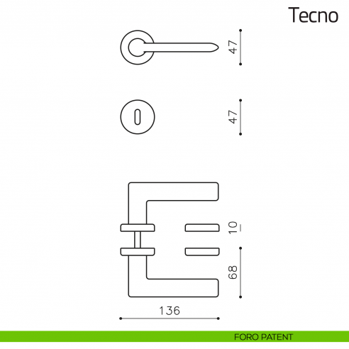 Maniglia per porta Tecno Olivari foro patent