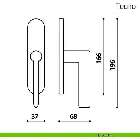 Maniglia per finestra cremonese Tecno Olivari disegno