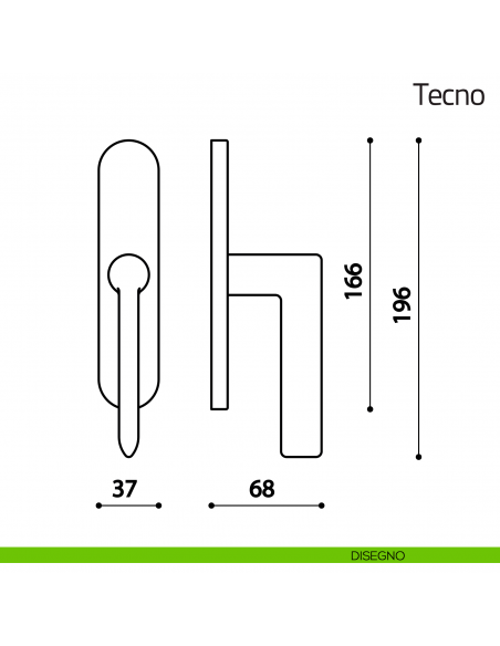 Maniglia per finestra cremonese Tecno Olivari disegno