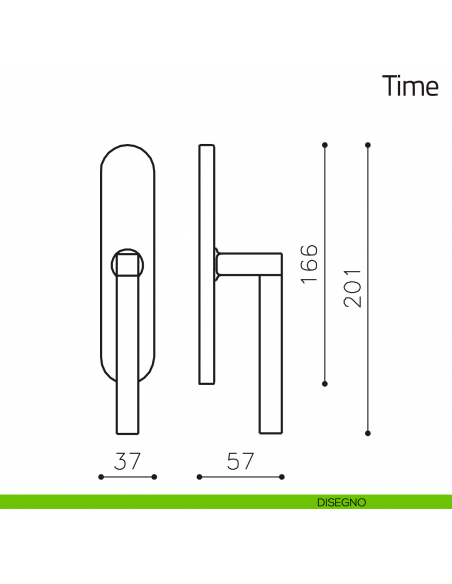 Maniglia per finestra cremonese Time Olivari disegno