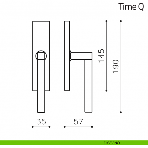 Maniglia per finestra cremonese Time Q Olivari disegno