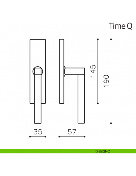 Maniglia per finestra cremonese Time Q Olivari disegno