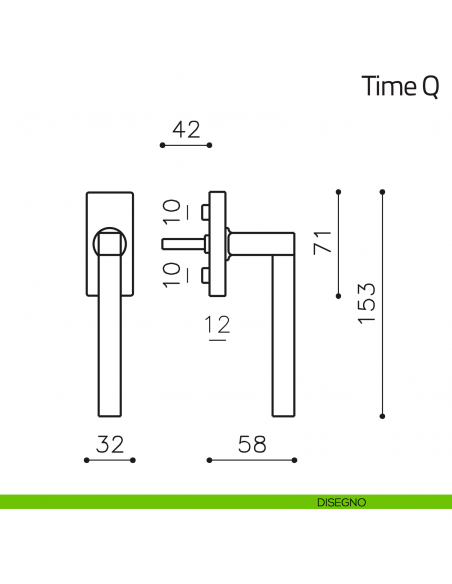 Maniglia per finestra martellina DK Time Q Olivari disegno