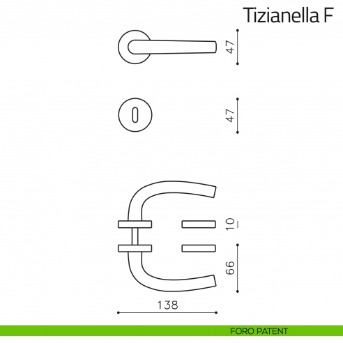 Maniglia per porta Tizianella F Olivari foro patent