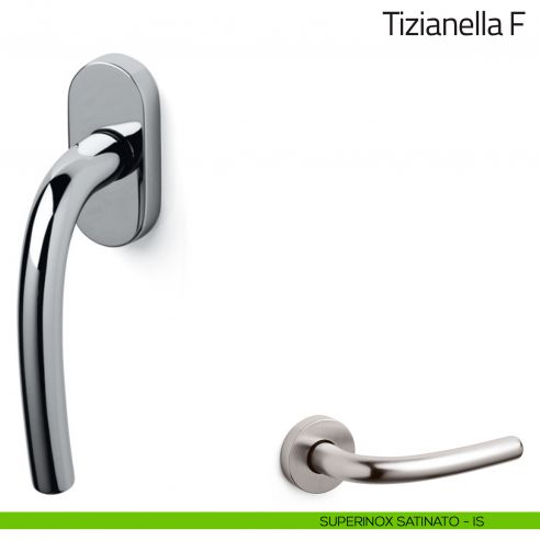 Maniglia per finestra martellina DK Tizianella F Olivari superinox satinato