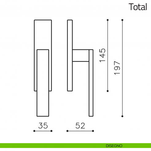 Maniglia per finestra cremonese Total Olivari disegno