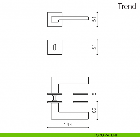 Maniglia per porta Trend Olivari bassa foro patent
