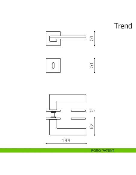 Maniglia per porta Trend Olivari bassa foro patent