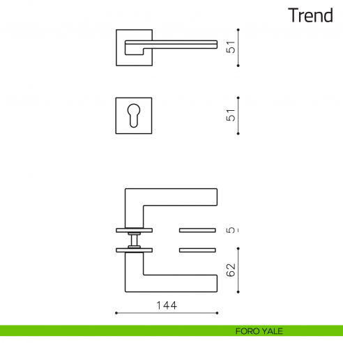 Maniglia per porta Trend Olivari bassa foro yale