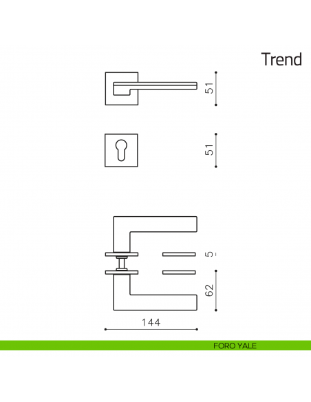 Maniglia per porta Trend Olivari bassa foro yale