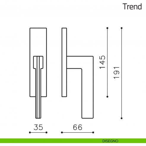 Maniglia per finestra cremonese Trend Olivari disegno