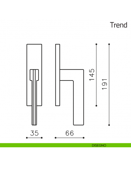 Maniglia per finestra cremonese Trend Olivari disegno