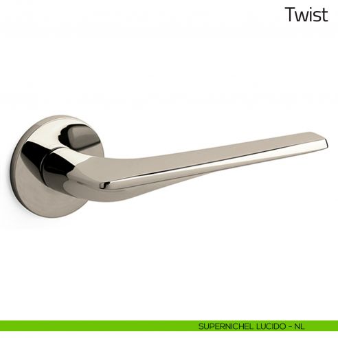 Maniglia per porta Twist Olivari supernichel lucido