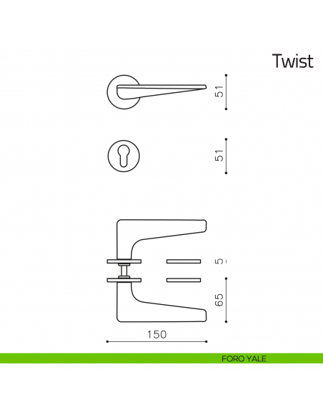 Maniglia per porta Twist Olivari foro yale