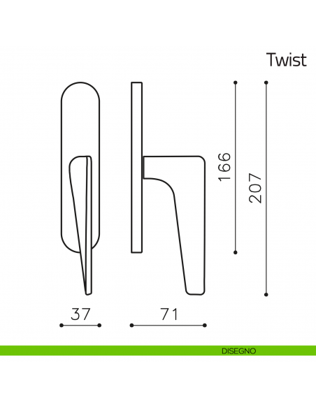 Maniglia per finestra cremonese Twist Olivari disegno