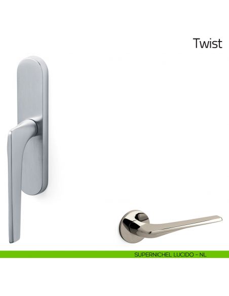 Maniglia per finestra cremonese Twist Olivari supernichel lucido