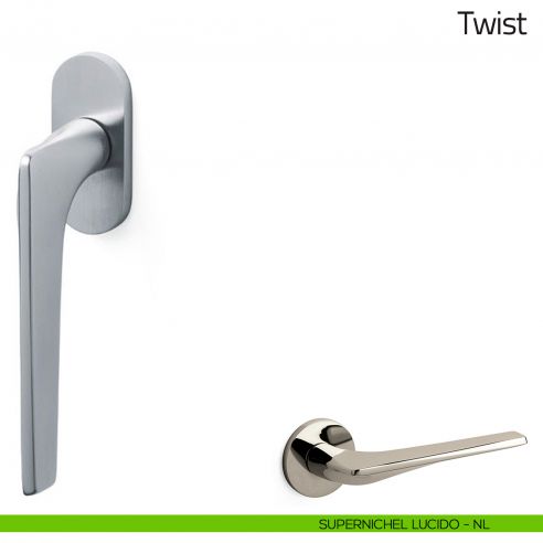 Maniglia per finestra martellina DK Twist Olivari supernichel lucido