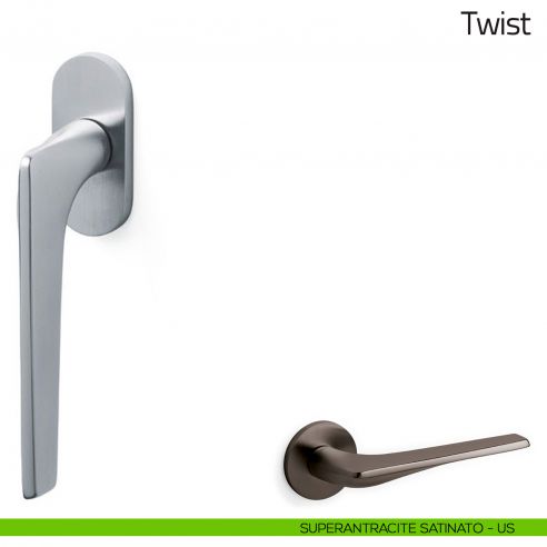 Maniglia per finestra martellina DK Twist Olivari superantracite satinato