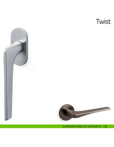 Maniglia per finestra martellina DK Twist Olivari superantracite satinato